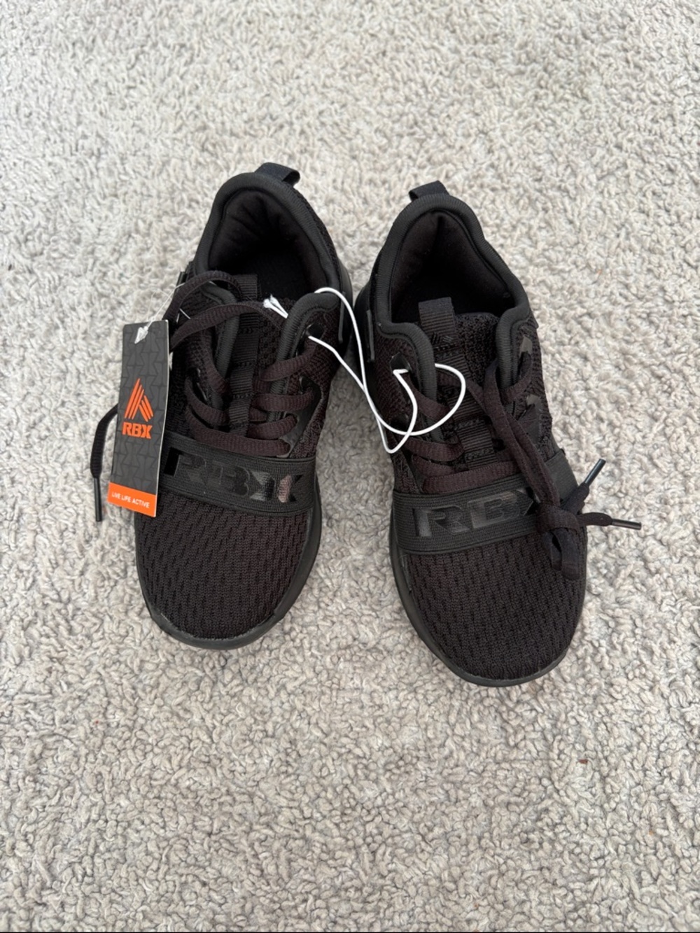 RBX Boy’s Black Athletic Sneakers with Logo Strap